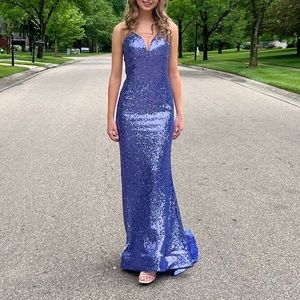 Purple sequined Sherri Hill Prom Dress